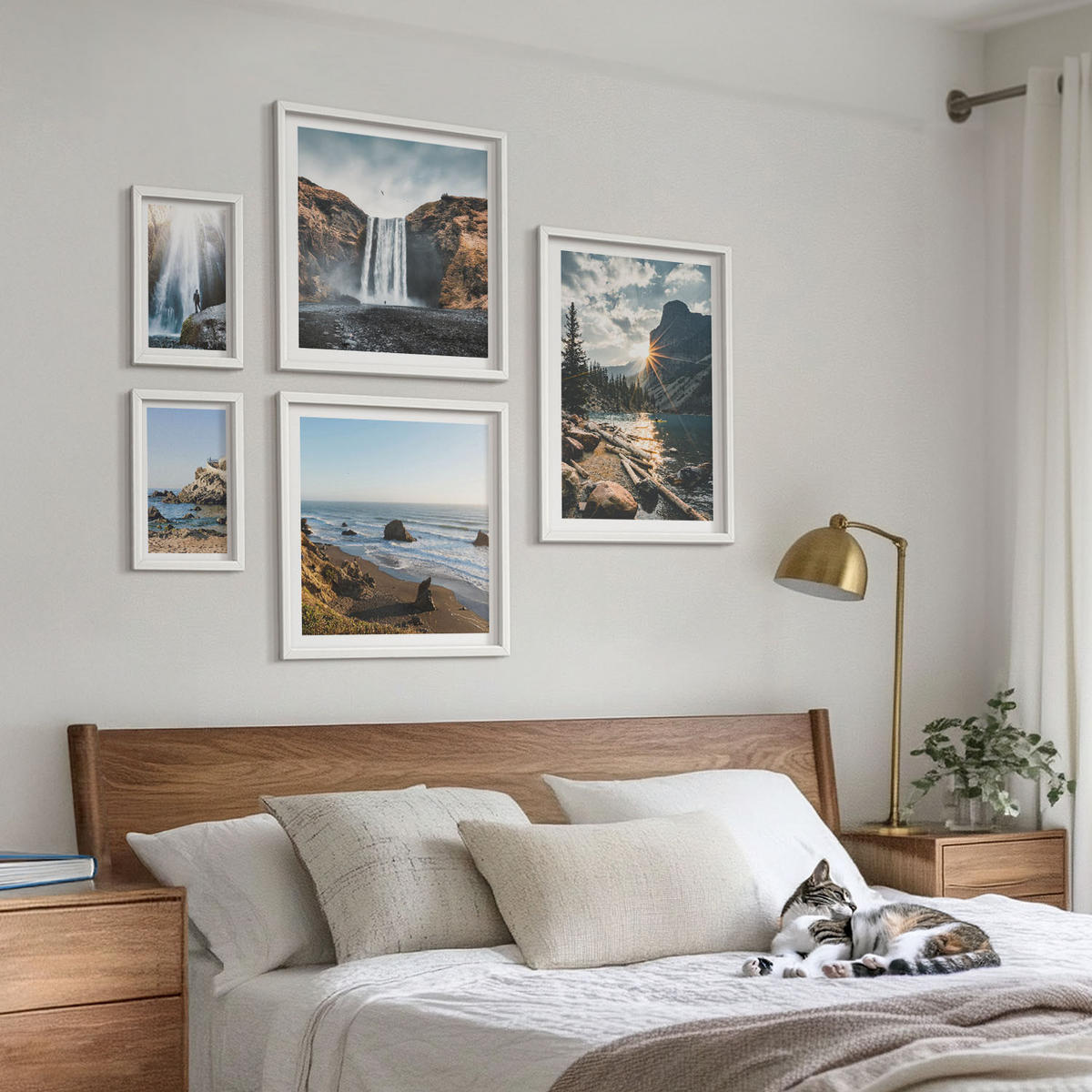 WANDBILDER 5er-Set - 50x50 cm & 20x30 cm & 40x60 cm Weißer Rahmen - Zitronengarten mit Getränken - Weiß, Kunststoff (40/60cm) - ArtPrintCave
