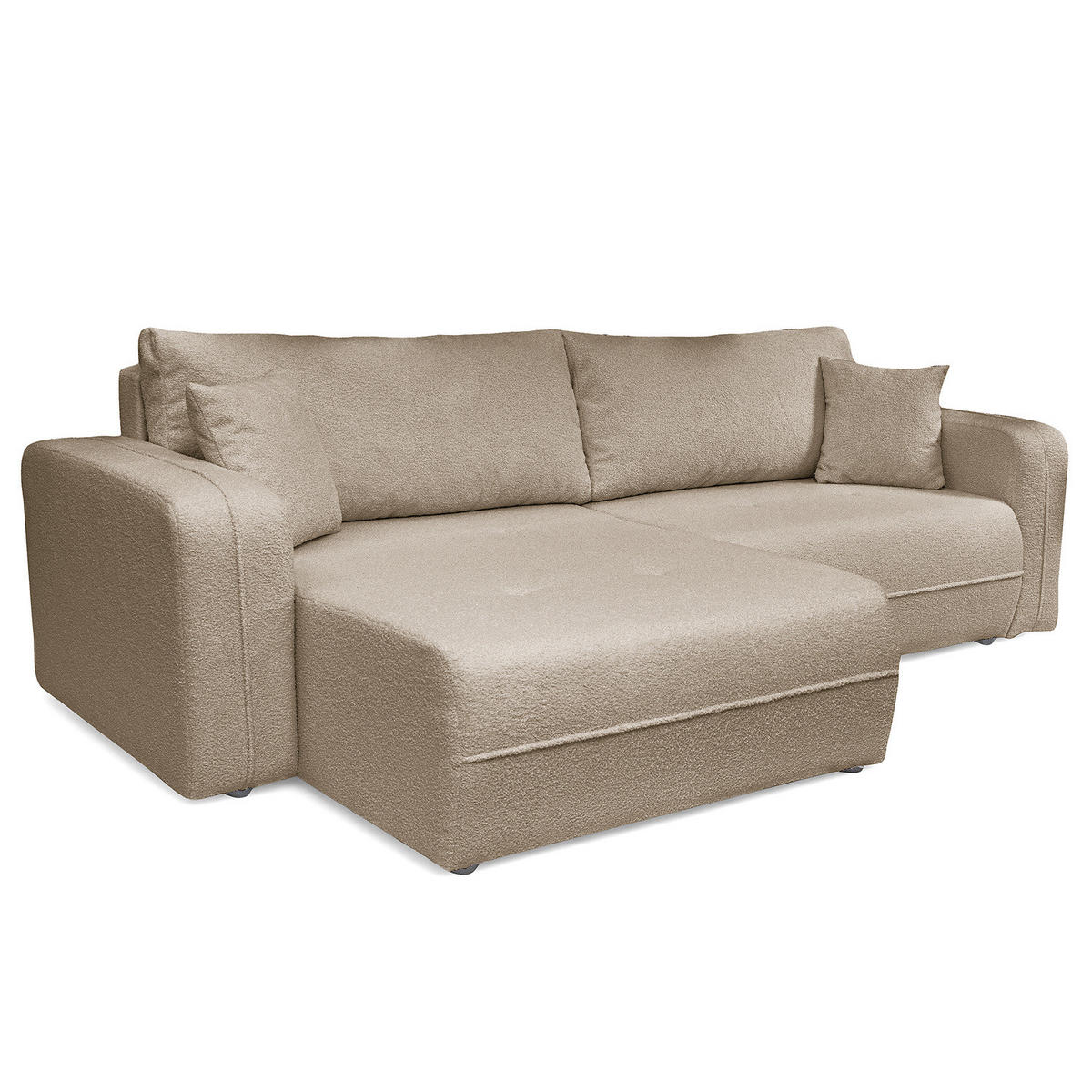 ECKSOFA mit Schlaffunktion - 244 cm - Graubraun/Schwarz, Kunststoff/Textil (244/145cm) - home24