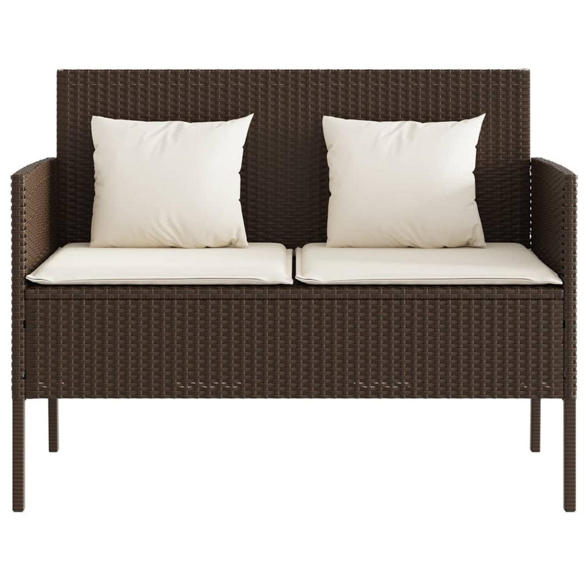 GARTENBANK mit Kissen Braun Poly Rattan - Braun, Kunststoff (113/87/61cm) - furnicato