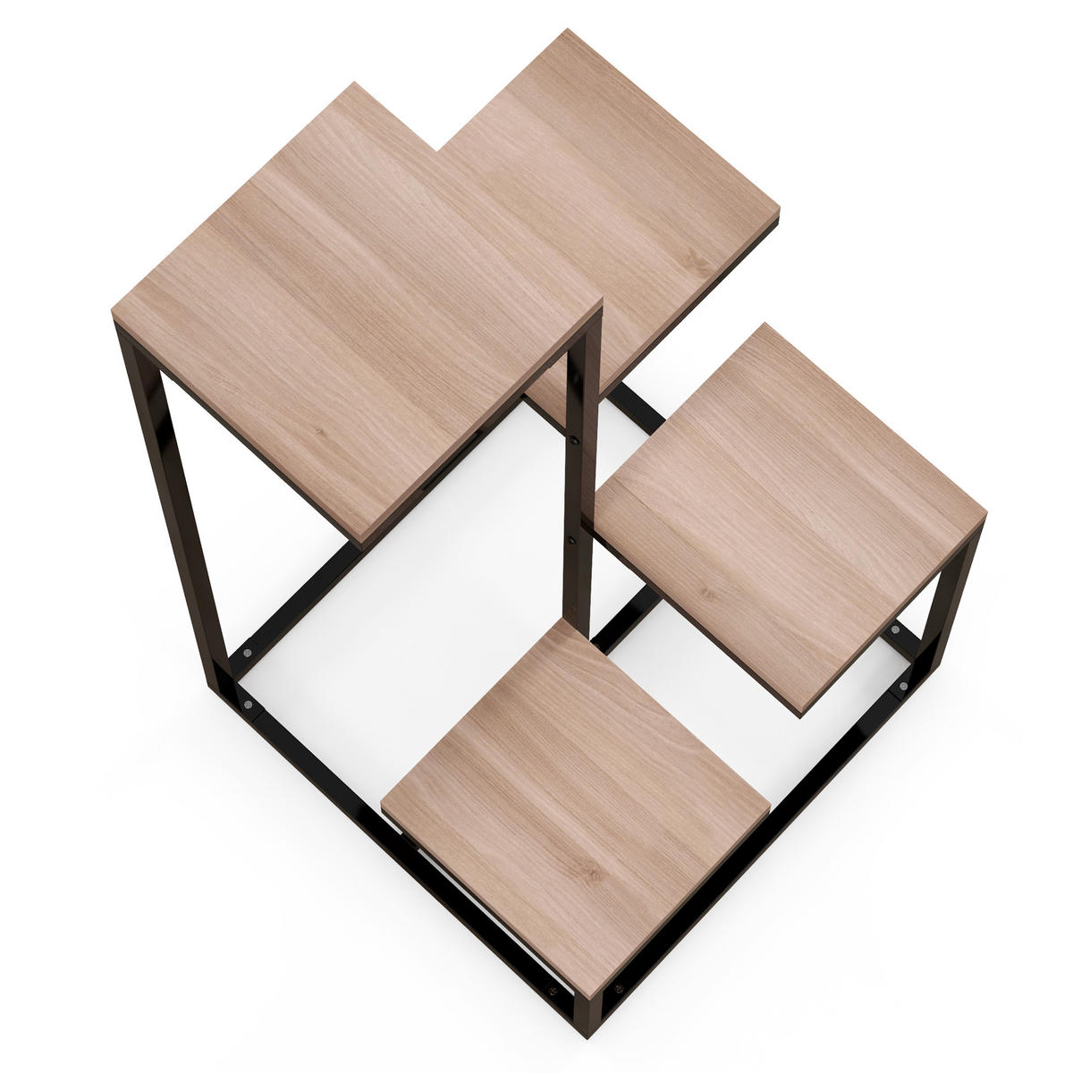 BLUMENTREPPE DE-12152 4-stufig, verschiedene Höhen, industriell Schwarz/Natur - Braun, Metall (40/75.5/40cm) - ComfortXL