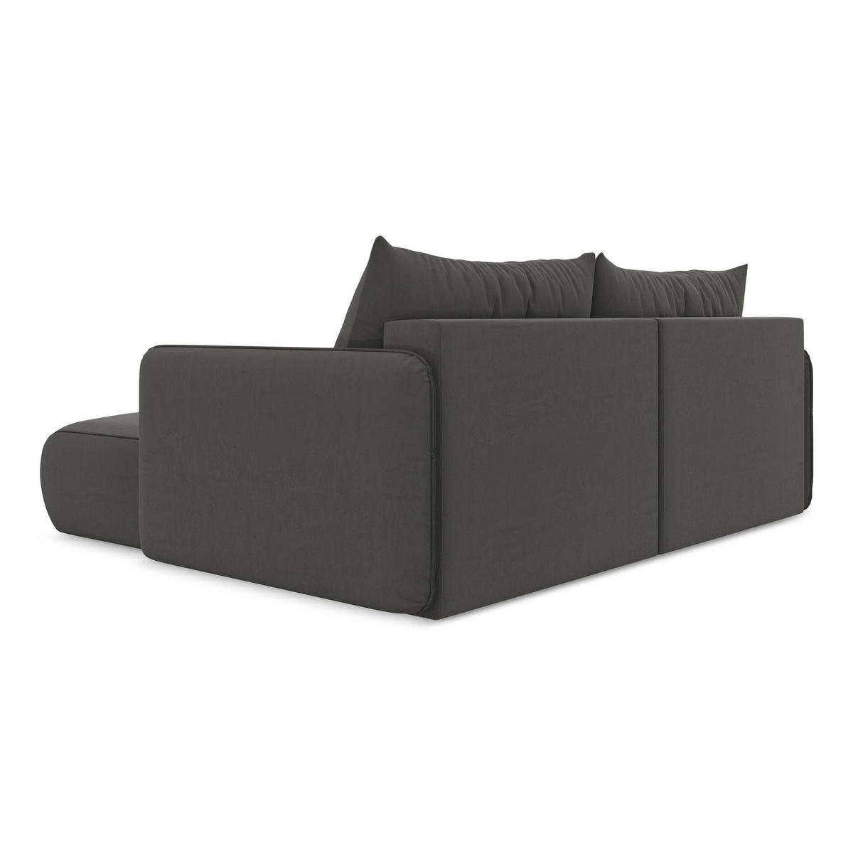 ECKSOFA mit Schlaffunktion Samt Stoff Grau - Dunkelgrau/Schwarz, Kunststoff/Textil (207/148cm) - LaMiaSofa