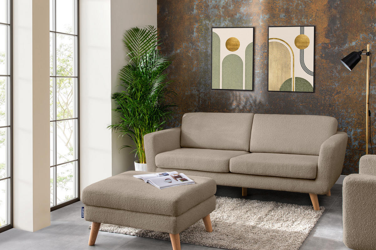 3-SITZER-SOFA TAGIO mit Armlehnen, Braun - Braun, Buchenholz/Textil (88/80/190cm) - KONSIMO®
