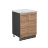 KÜCHENUNTERSCHRANK Fame-Line Goldkraft Eiche 60 cm, AP Marmor - Anthrazit/Eiche Wotan, Holzwerkstoff (60/82/60cm) - Vicco