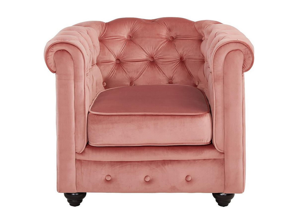 SESSEL 2er-Set - Samt - Rosa - CHESTERFIELD - Pink, Textil (82/72/78cm) - Vente-Unique