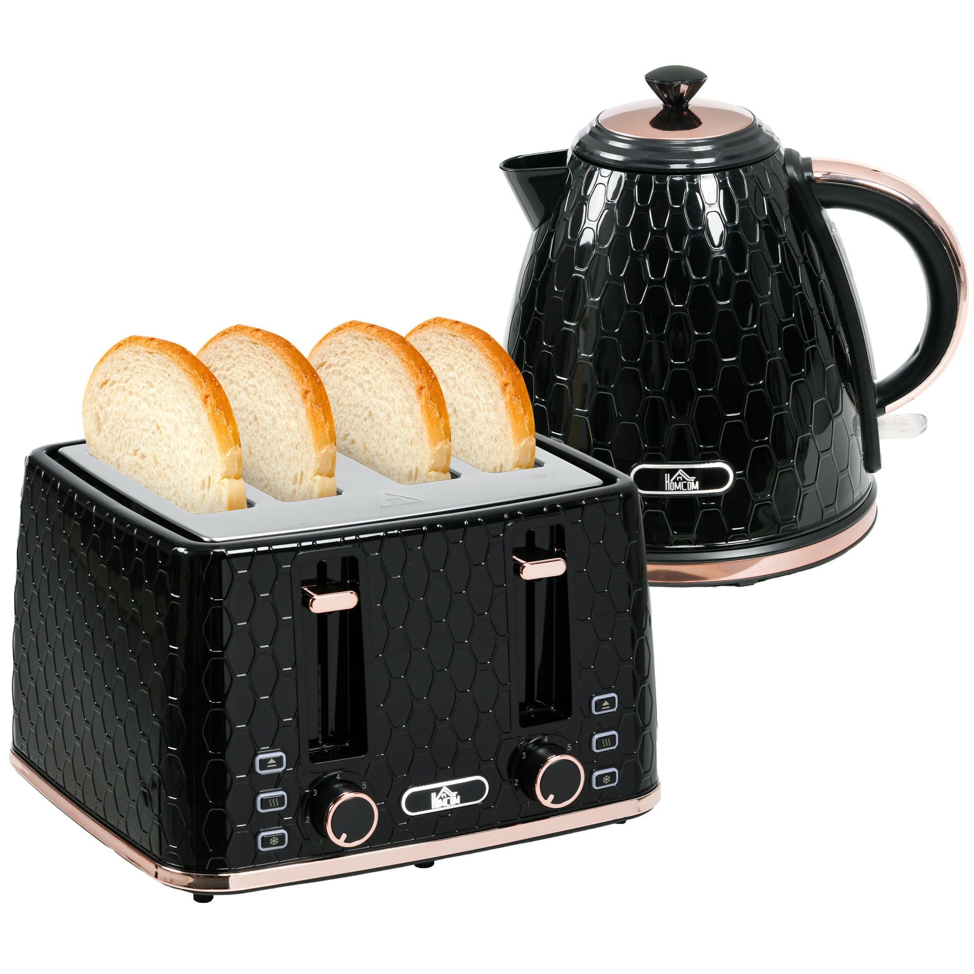 TOASTER mit Wasserkocher DE-07914 Schwarz - Schwarz, Kunststoff (19.5/23.4/24.2cm) - ComfortXL