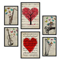 POSTER Set Mit 6 Vintage Musik Sammlung A3 & A4 Rahmenlos - Klar, Papier (29/3cm) - Nacnic