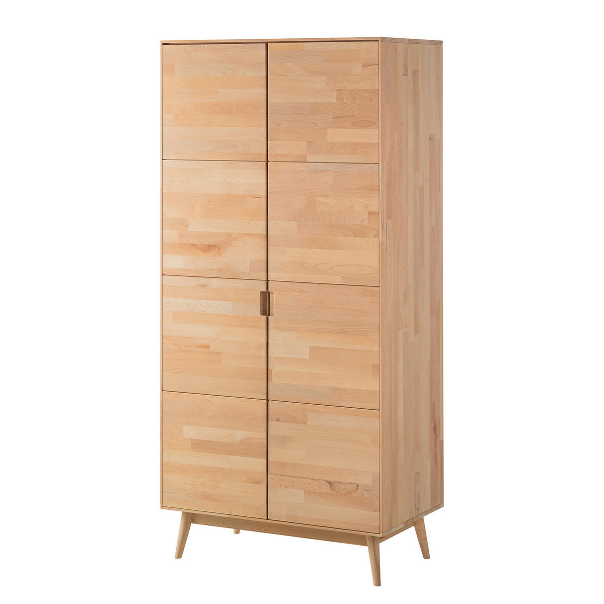 DREHTÜRENSCHRANK - Buche massiv - Buchefarben, Holz (100/210/58cm) - home24