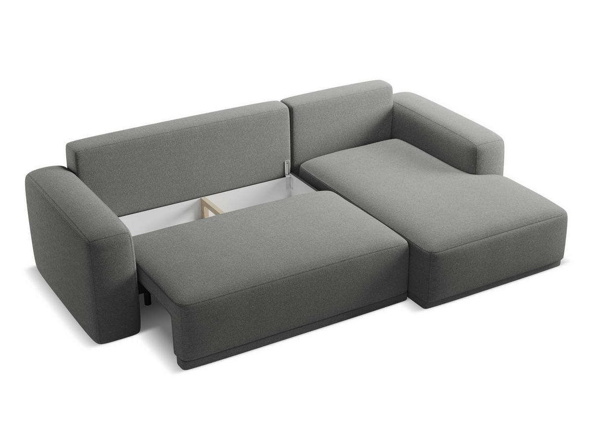 ECKSOFA mit Schlaffunktion Chenille Stoff Grau - Schieferfarben/Schwarz, Kunststoff/Textil (258/160cm) - Makamii