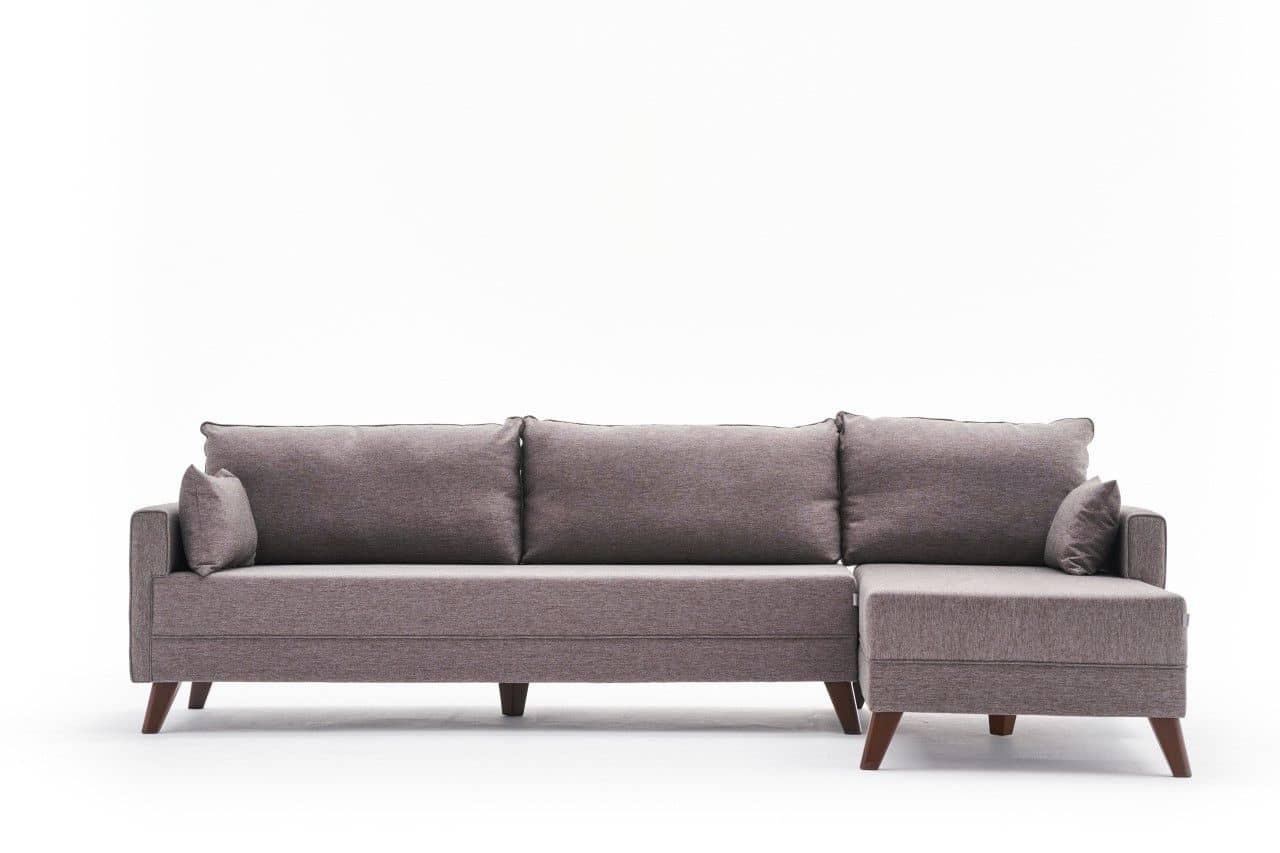 ECKSOFA mit losen Rückenkissen und Schlaffläche - Taupe/Rotbraun, Holz/Kunststoff (165/275cm) - myHomelando
