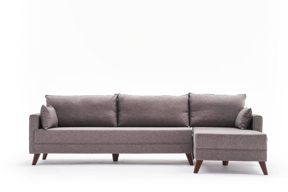 ECKSOFA mit losen Rückenkissen und Schlaffläche - Taupe/Rotbraun, Holz/Kunststoff (165/275cm) - myHomelando
