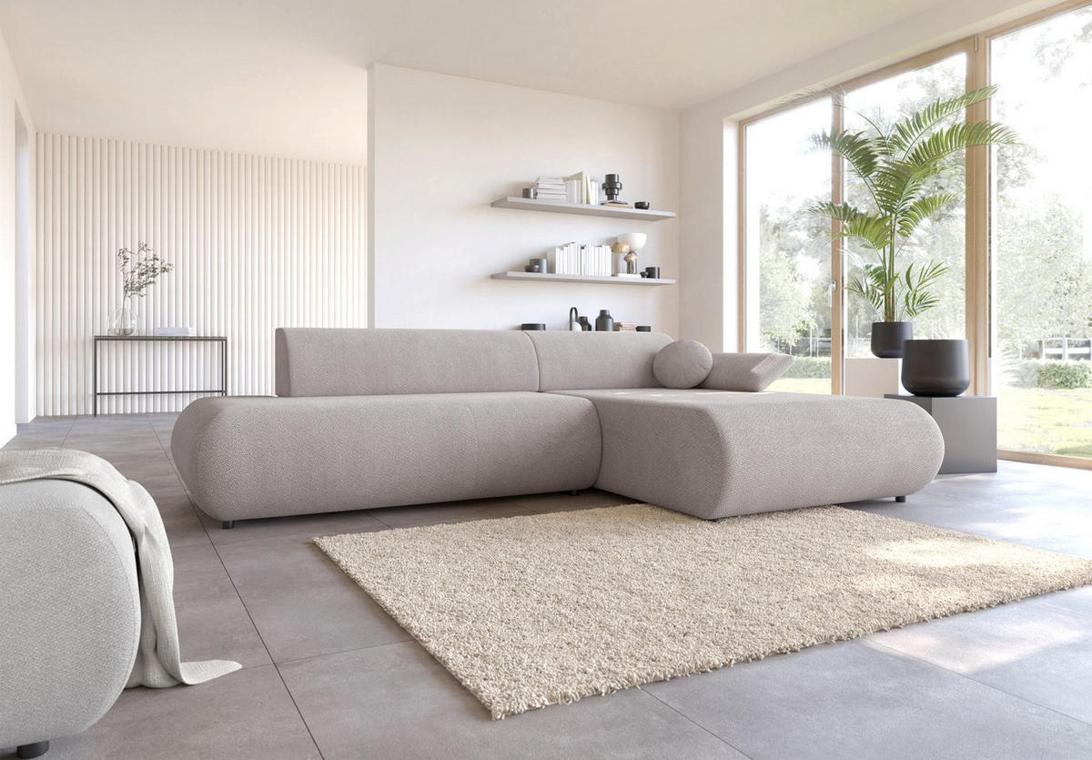 ECKSOFA Armone Hellgrau Chenille - Hellgrau/Schwarz, Kunststoff/Textil (173.5/286cm) - Selsey