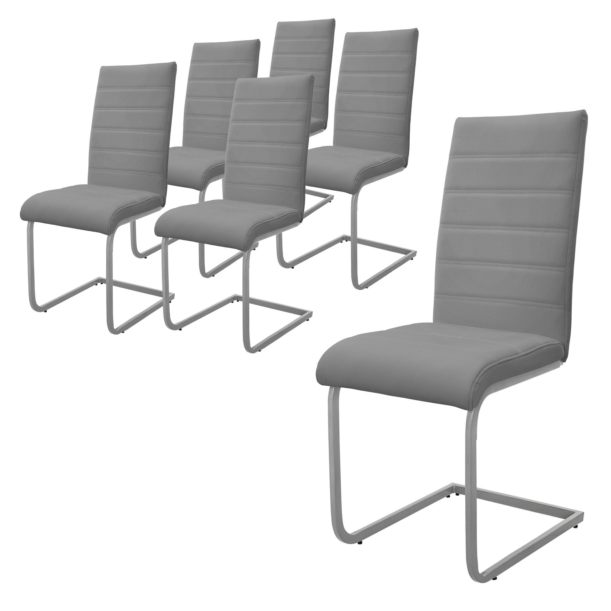 ML-DESIGN SADA 6 křesel na kloubové noze, šedá umělá kůže