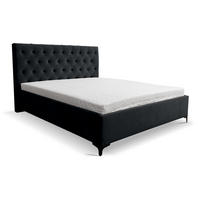 POLSTERBETT CHESTERFIELD mit Bettkasten Velour Stoff 180 x 200 cm - Schwarz, Holzwerkstoff (180/200cm) - VENASI MÖBEL