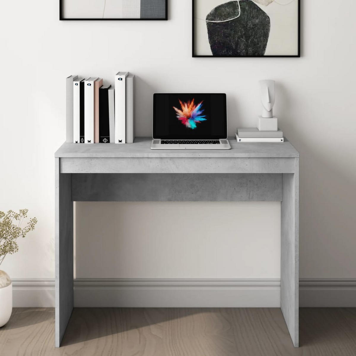 SCHREIBTISCH Modern 90/40/72 cm aus Holzwerkstoff Betongrau - Hellgrau/Grau, Holz (40/90/72cm) - vidaXL