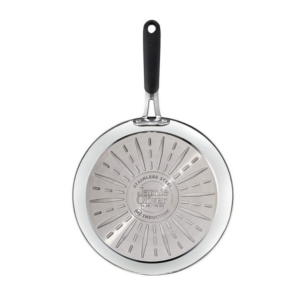 BRATPFANNE E79204 Silber Schwarz 24 cm Edelstahl Induktion Antihaft - Silberfarben/Schwarz, Metall (24cm) - Tefal