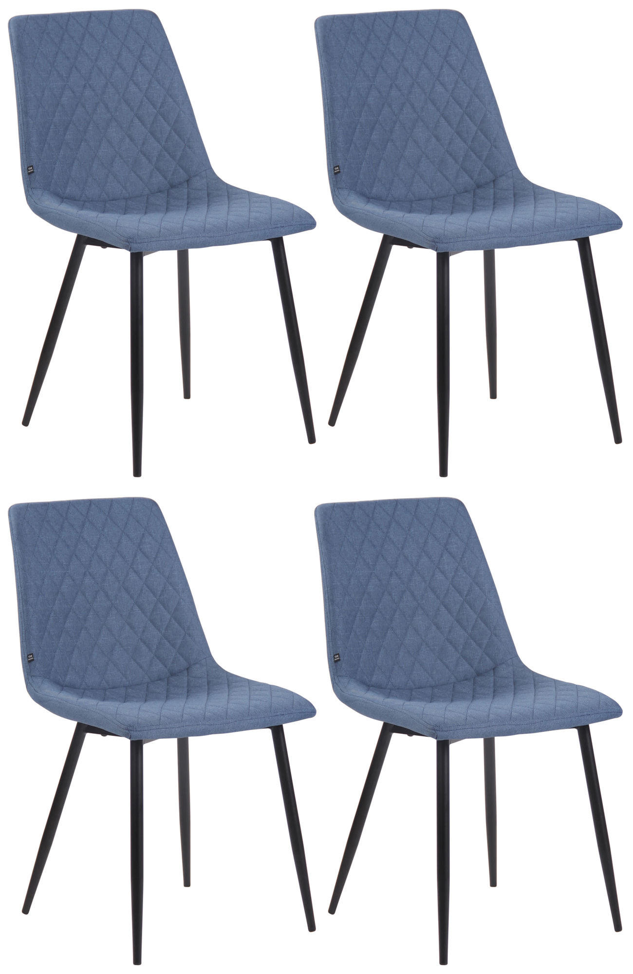 STUHL 4er Set Stoff blau - Blau/Schwarz, Textil/Metall (45/83/57cm) - CLP
