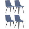 STUHL 4er Set Stoff blau - Blau/Schwarz, Textil/Metall (45/83/57cm) - CLP
