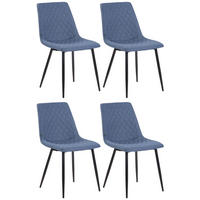 STUHL 4er Set Stoff blau - Blau/Schwarz, Textil/Metall (45/83/57cm) - CLP