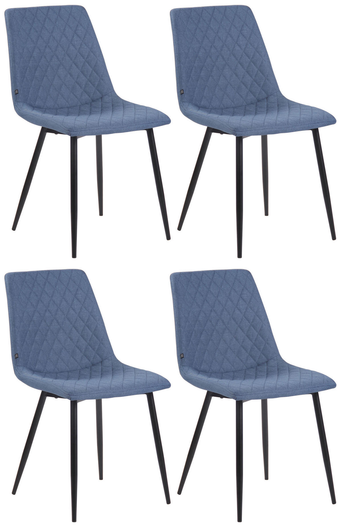 STUHL 4er Set Stoff blau - Blau/Schwarz, Textil/Metall (45/83/57cm) - CLP