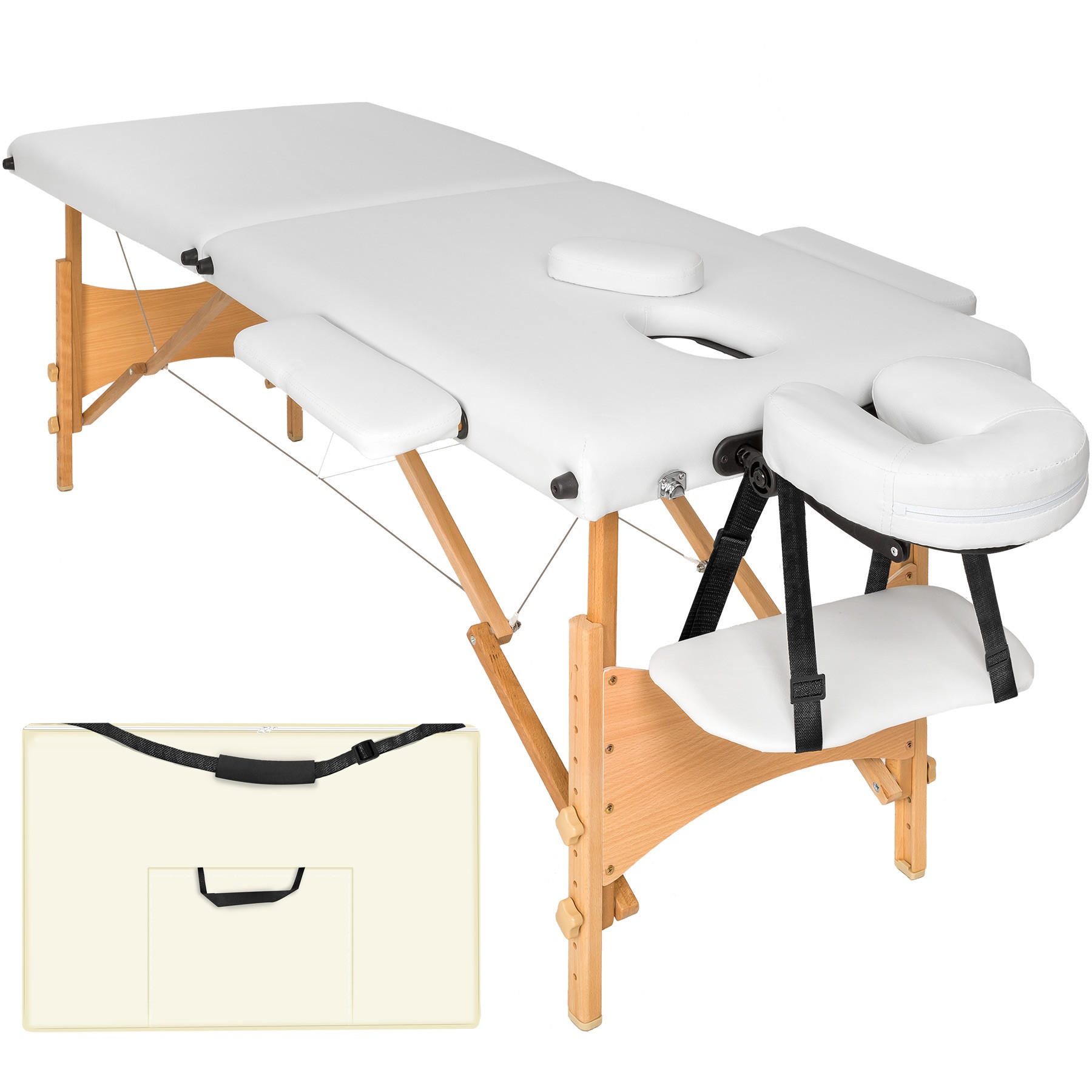 MASSAGELIEGE 2 Zonen Freddi,210 x 95 x 84 cm,weiß - Weiß, Holz (61/62/185cm) - tectake