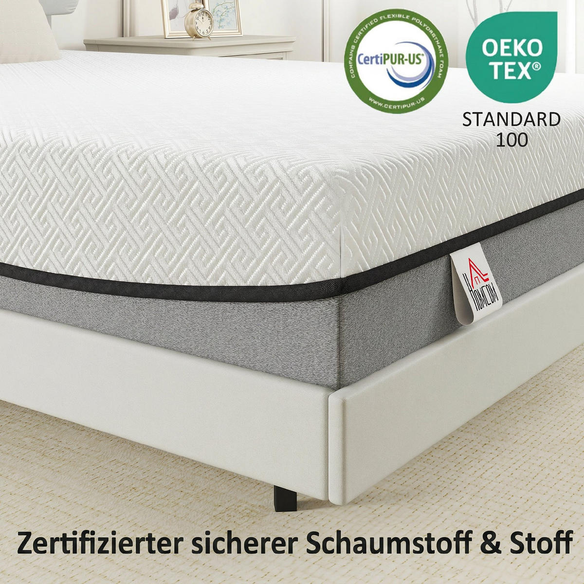 DOPPELMATRATZE Gestricktes-Gewebe Gel-Memory-Schaum Grau - Grau, Textil (140/200cm) - HOMCOM