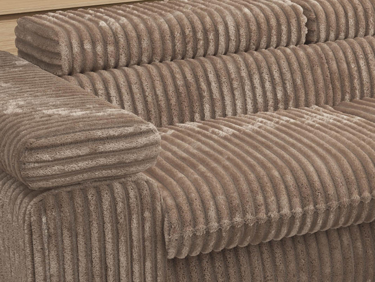 ECKSOFA PABLO L Braun Cord - Rechts Seite mit Visco Topper - Schwarz/Braun, Textil/Metall (273/208cm) - MKS