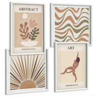 BILDER SET 4er Set - 50x50 cm & 40x60 cm Weißer Rahmen - Matisse Boho abstrakte Muster - Weiß, Kunststoff (50/50cm) - TULUP