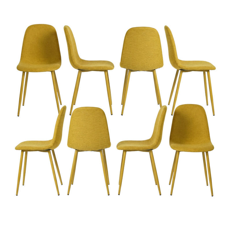 ESSZIMMERSTUHL 8er Set in Senfgelb mit Webstoffbezug - Gelb, Metall (40.5/85/41.5cm) - Meubles Cosy