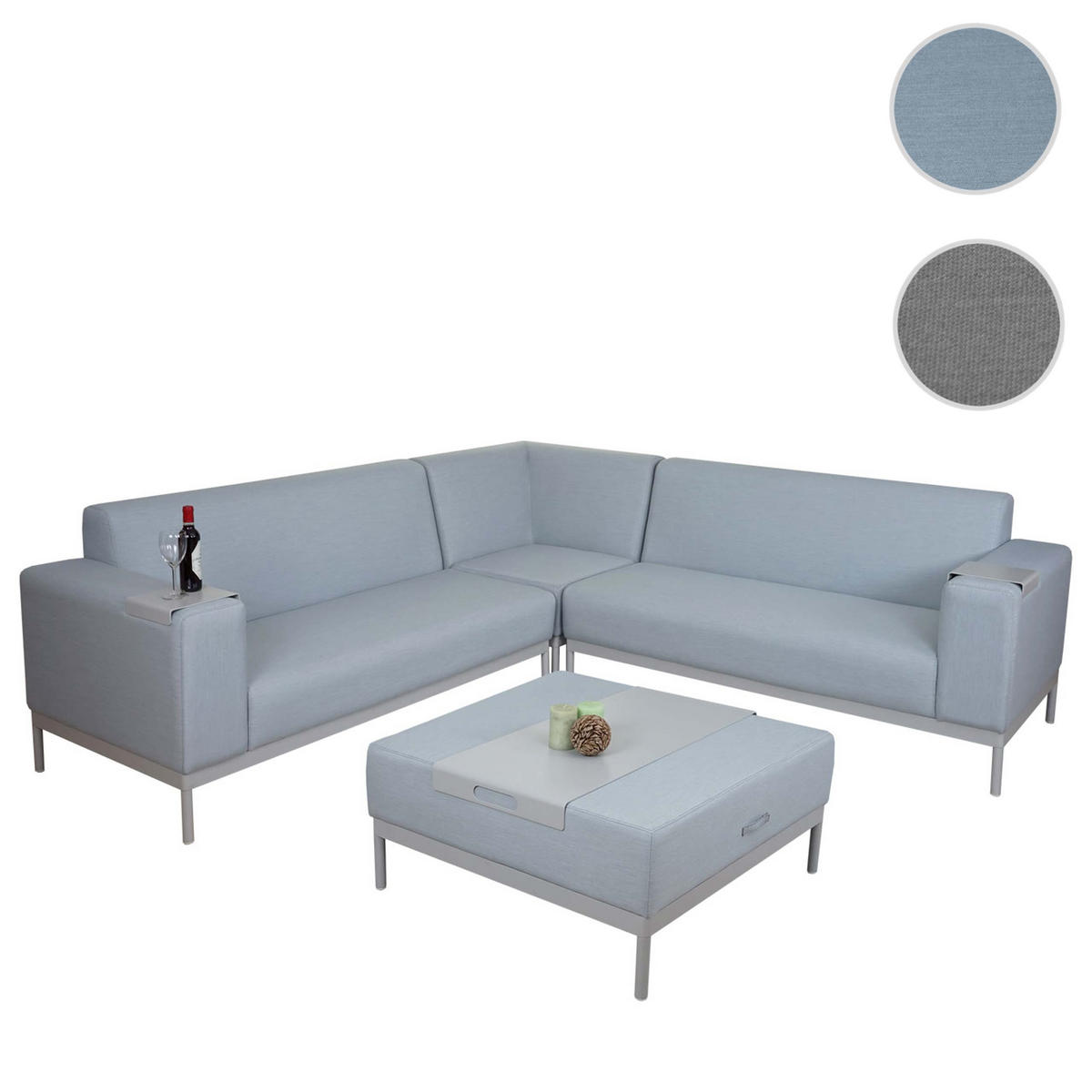 ALU-GARTEN-GARNITUR Hellblau - Hellblau, Textil - MCW