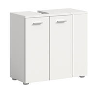 WASCHBECKENUNTERSCHRANK weiß 65 cm, Set mit Regal - Silberfarben/Weiß, Holzwerkstoff/Kunststoff (65/62/31cm) - Inn.Furn