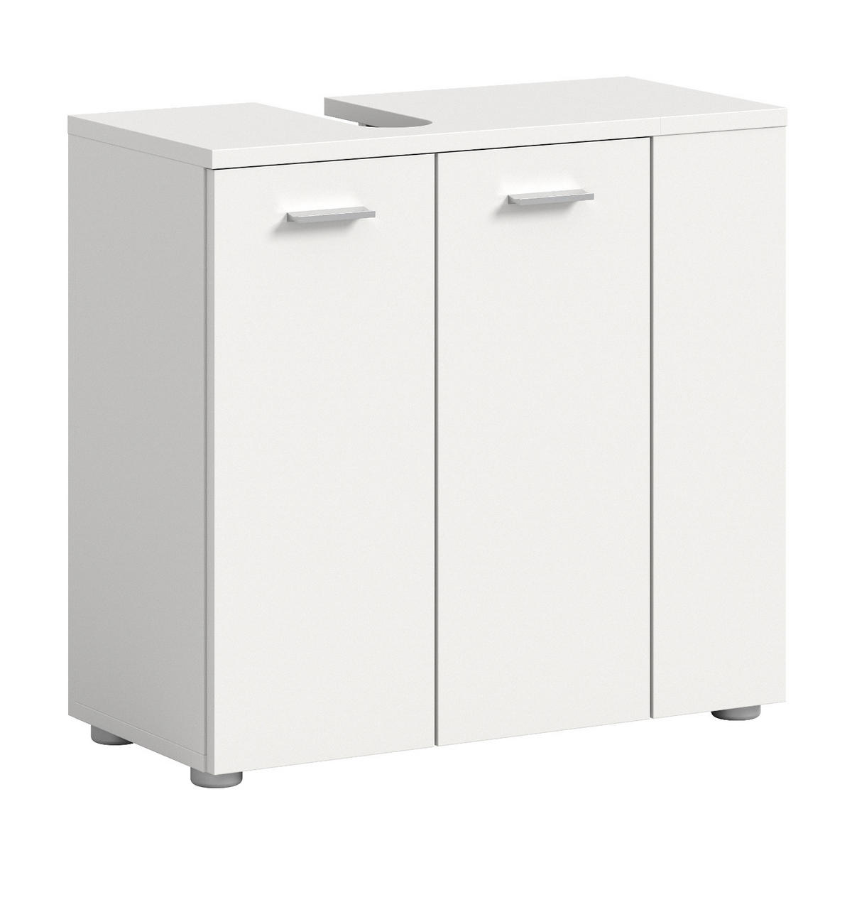 WASCHBECKENUNTERSCHRANK weiß 65 cm, Set mit Regal - Silberfarben/Weiß, Holzwerkstoff/Kunststoff (65/62/31cm) - Inn.Furn