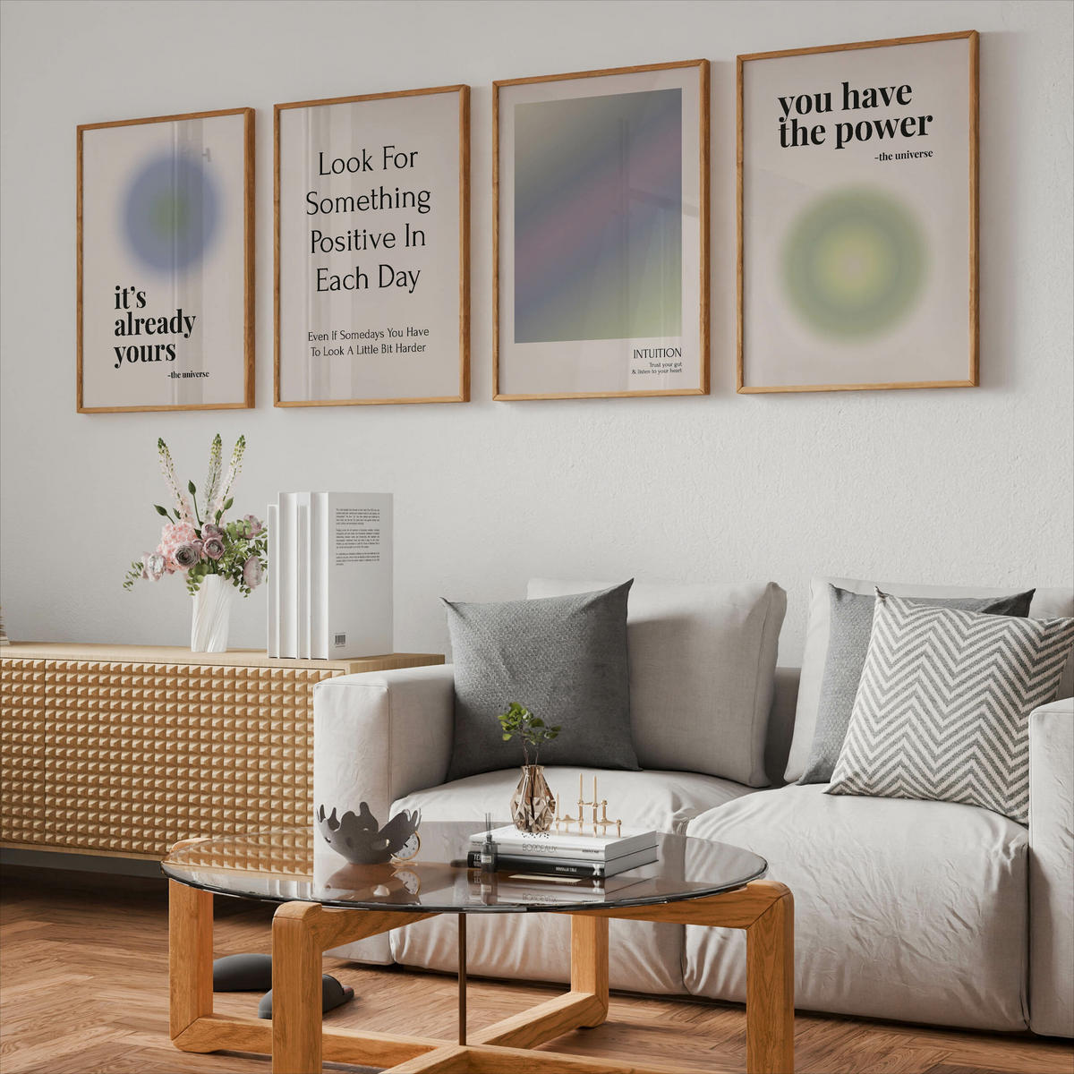 PLAKÁT Sada Aura Afirmace Pozitivní Citáty 4x A3 30x42 cm - různobarevná, papír (30/42/42cm) - Muralo
