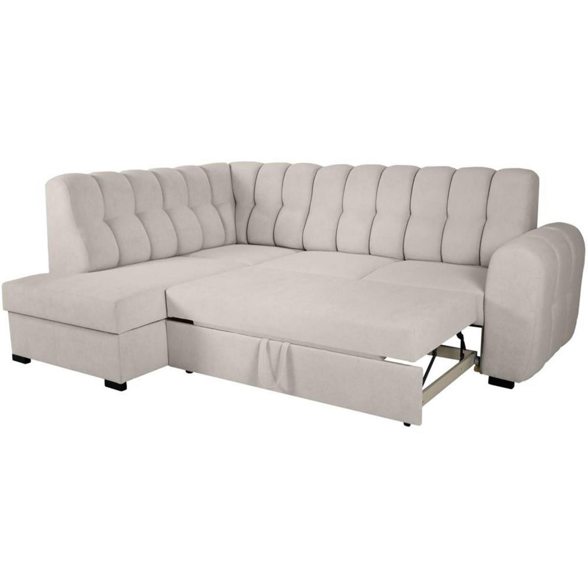ECKSCHLAFSOFA Zoja links beige - Beige/Schwarz, Textil (261/193cm) - Beautysofa