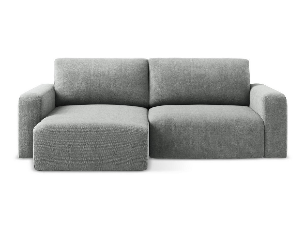 ECKSOFA mit Schlaffunktion links Chenille Stoff Grau - Blau/Schwarz, Kunststoff/Textil (149/244cm) - Makamii