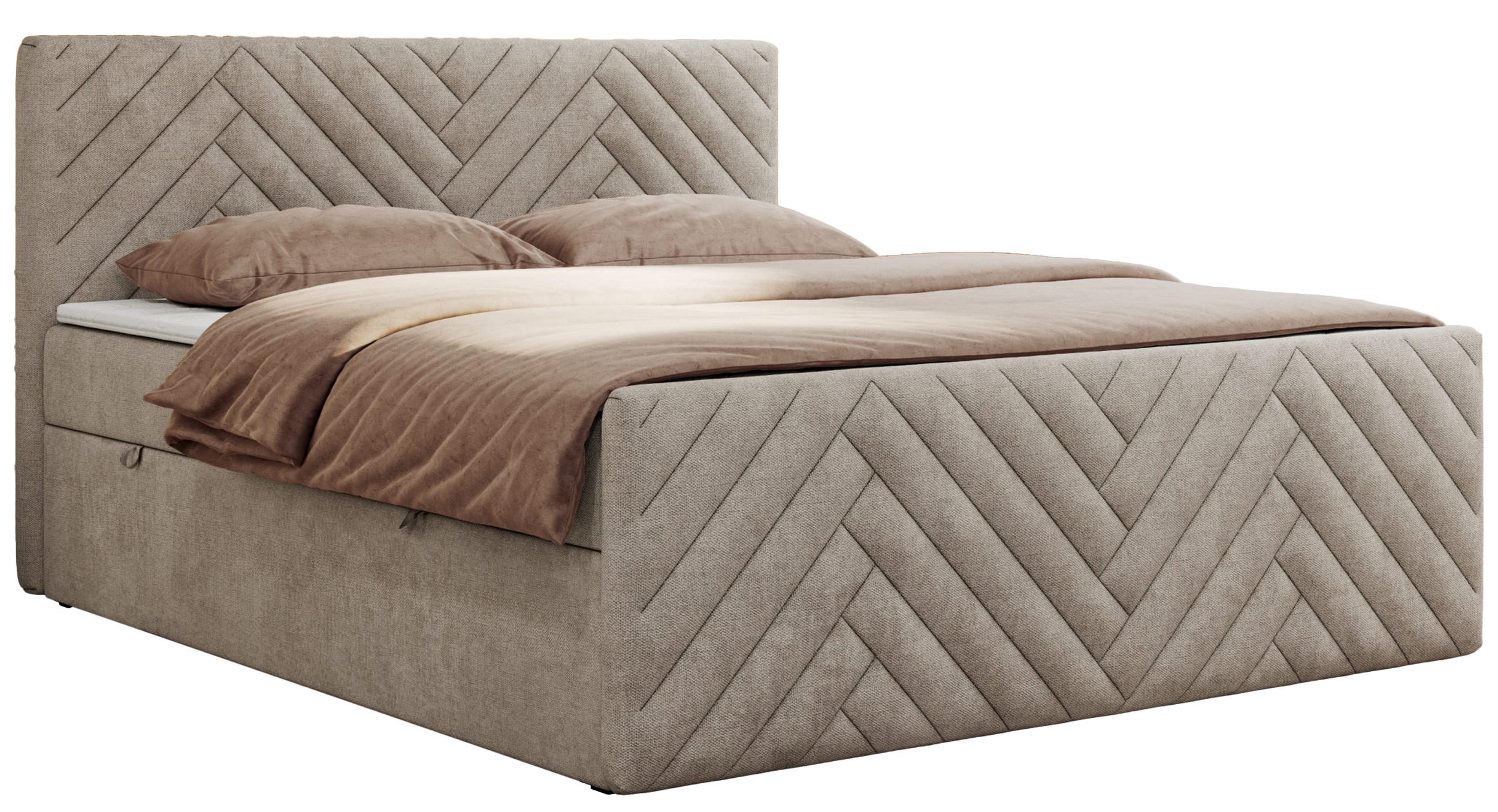 BOXBETT PARIS DUO 120/200 - Beige Struktur - H3 - Beige, Holz/Textil (120/200cm) - MKS