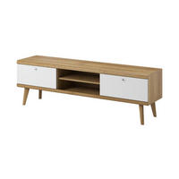 RTV-SCHRANK Primo Weiß, Eiche Riviera, Zweitüriger TV-Schrank mit Regal - Eichefarben/Weiß, Holzwerkstoff (160/50/40cm) - Bettso