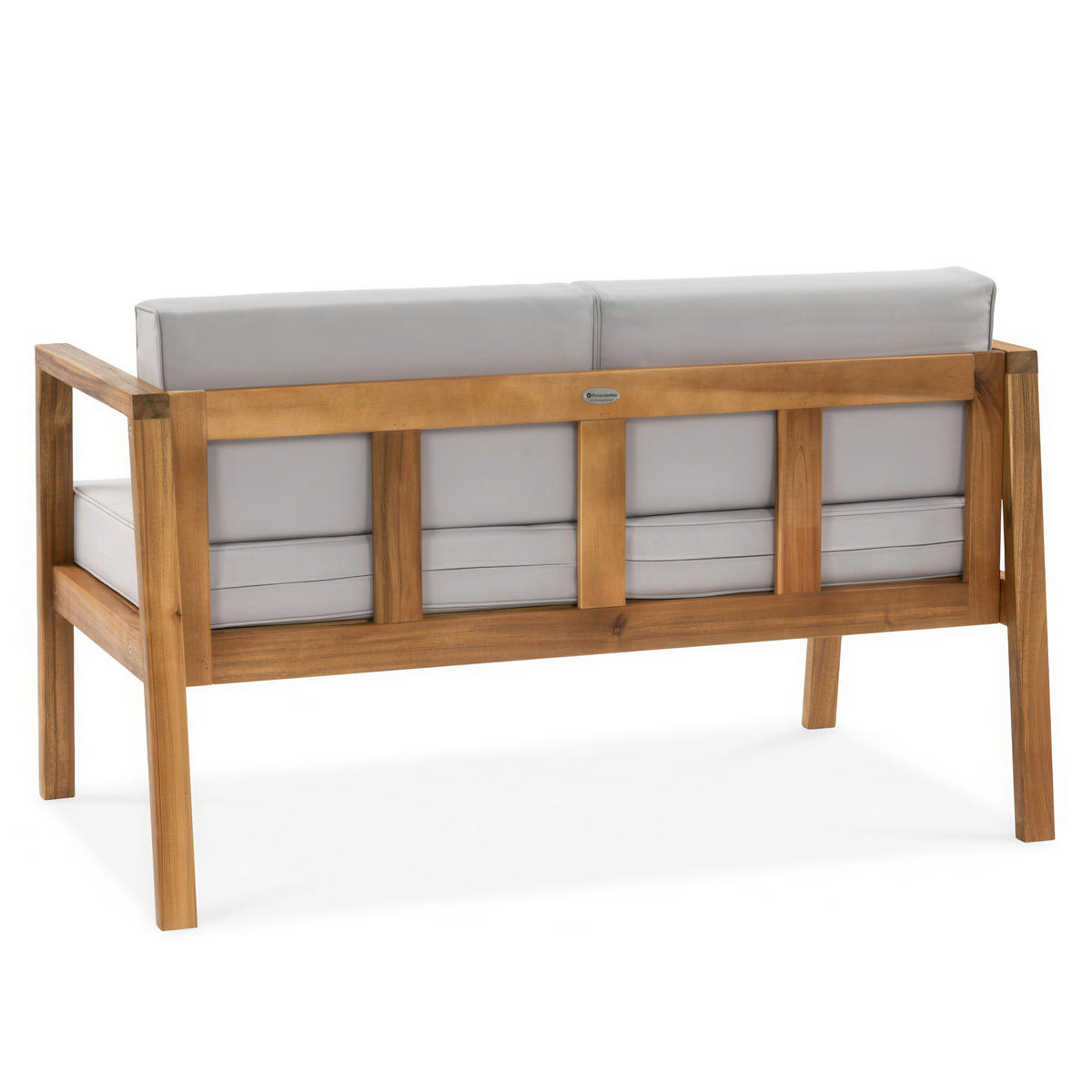 GARTENSET Viken aus Akazienholz, 2-Sitzer Sofa + 2 Sessel + Couchtisch, Hellgrau - Hellgrau, Holz - Beautysofa