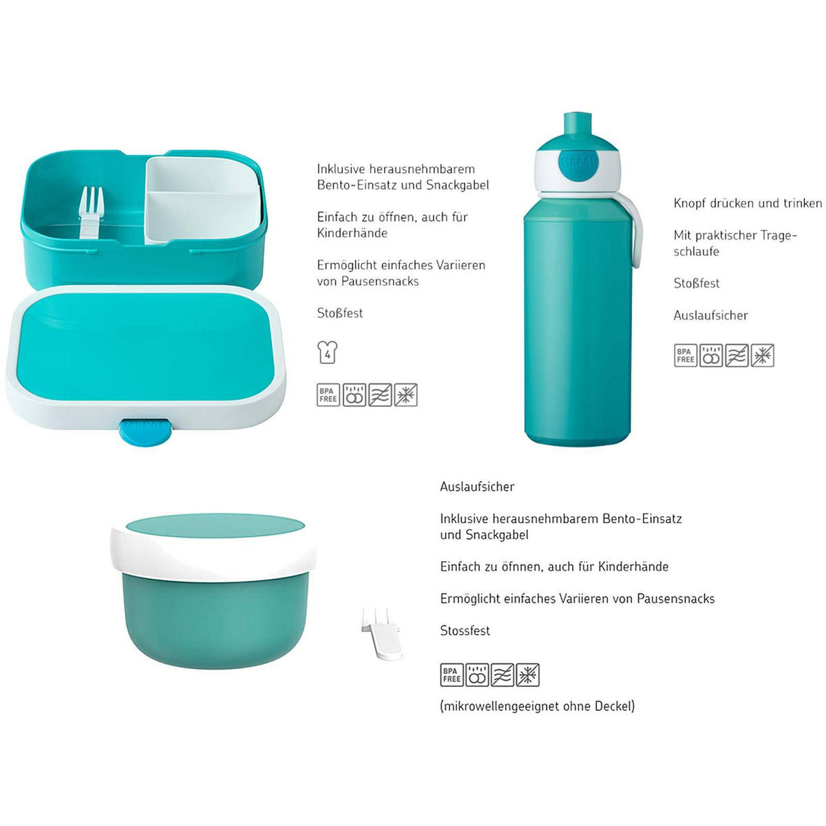 LUNCHSET Campus Leopard 3er Set - Türkis/Rosa, Kunststoff (1/1/1cm) - Mepal