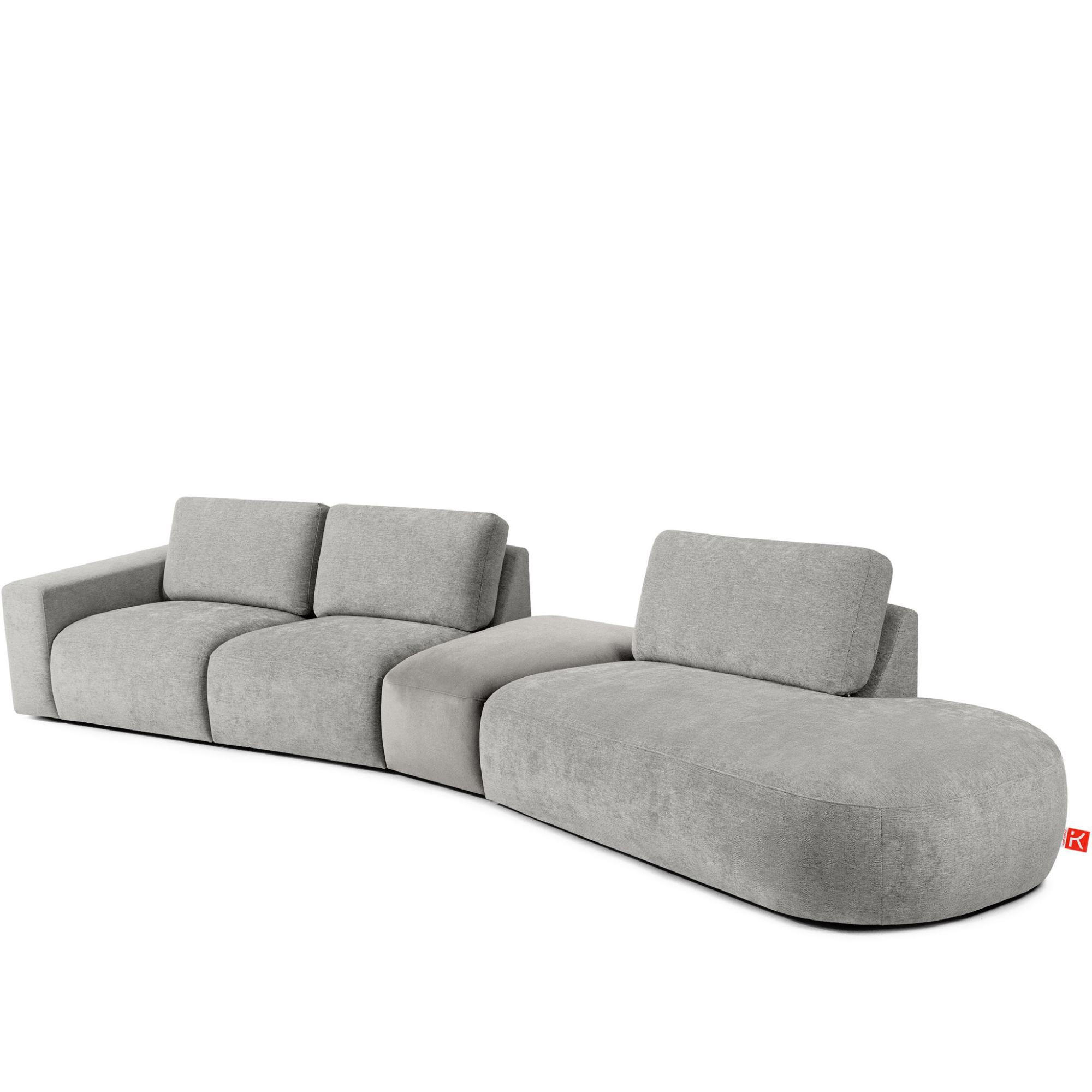 5-SITZER ECKSOFA ZUCCO Chenille rechts, Hellgrau - Hellgrau, Textil (430/84/105cm) - KONSIMO®