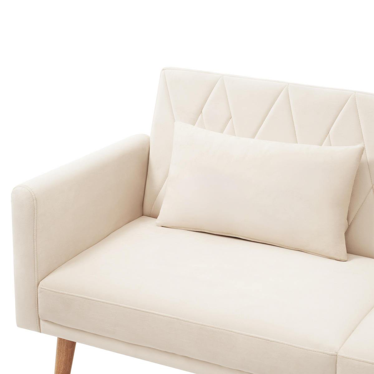 2-SITZER SCHLAFSOFA Samt Beige mit 2 Kissen - Beige, Holz/Holzwerkstoff (180/82/75cm) - WISHDOR