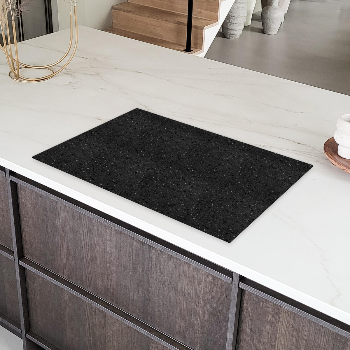 HERDABDECKPLATTE Granit - Schwarz - Grau Induktionsmatte 83x51 cm - Anthrazit, Kunststoff (83/51.5/0.2cm) - MuchoWow