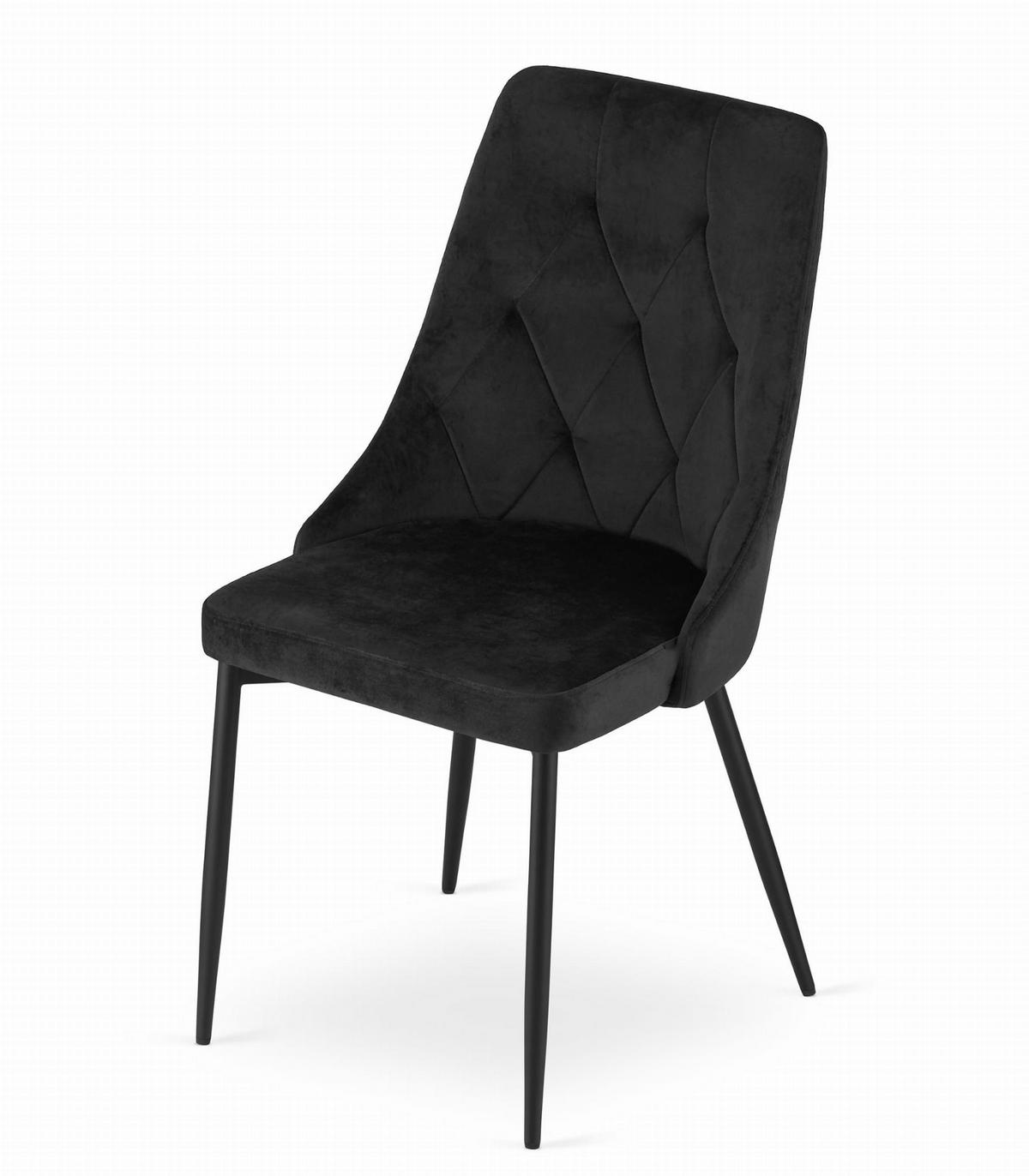 STUHL BRISIGHELLA 6-er Set, Schwarz, mit Samtstoff gepolstert - Schwarz, Textil/Metall (49/94/61cm) - Komodee