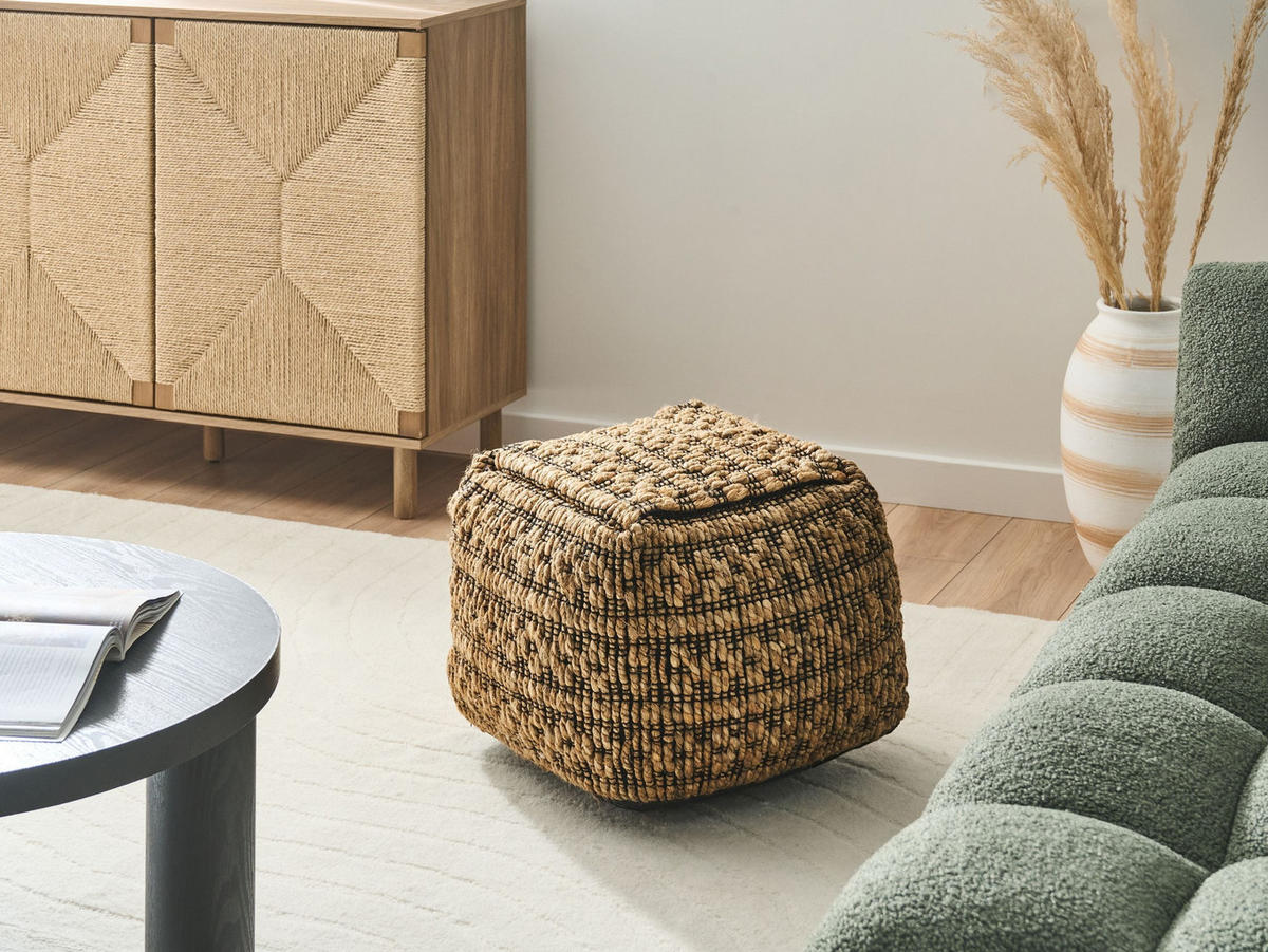 POUF Jute Beige Mabula - Beige, Textil (40/40/40cm) - Beliani
