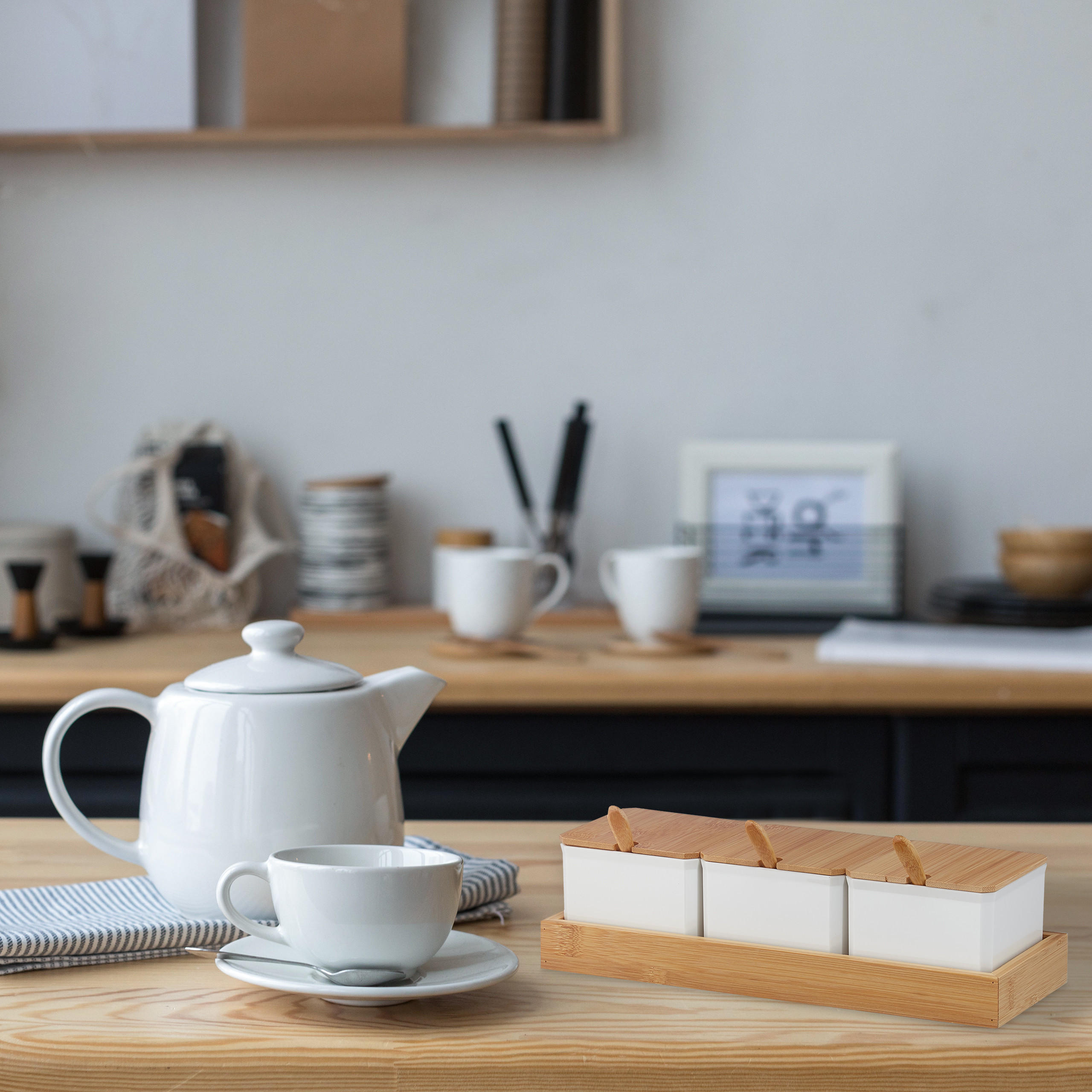 GEWÜRZBEHÄLTER-SET - Multicolor, Holz/Kunststoff (30/11/13cm) - Relaxdays