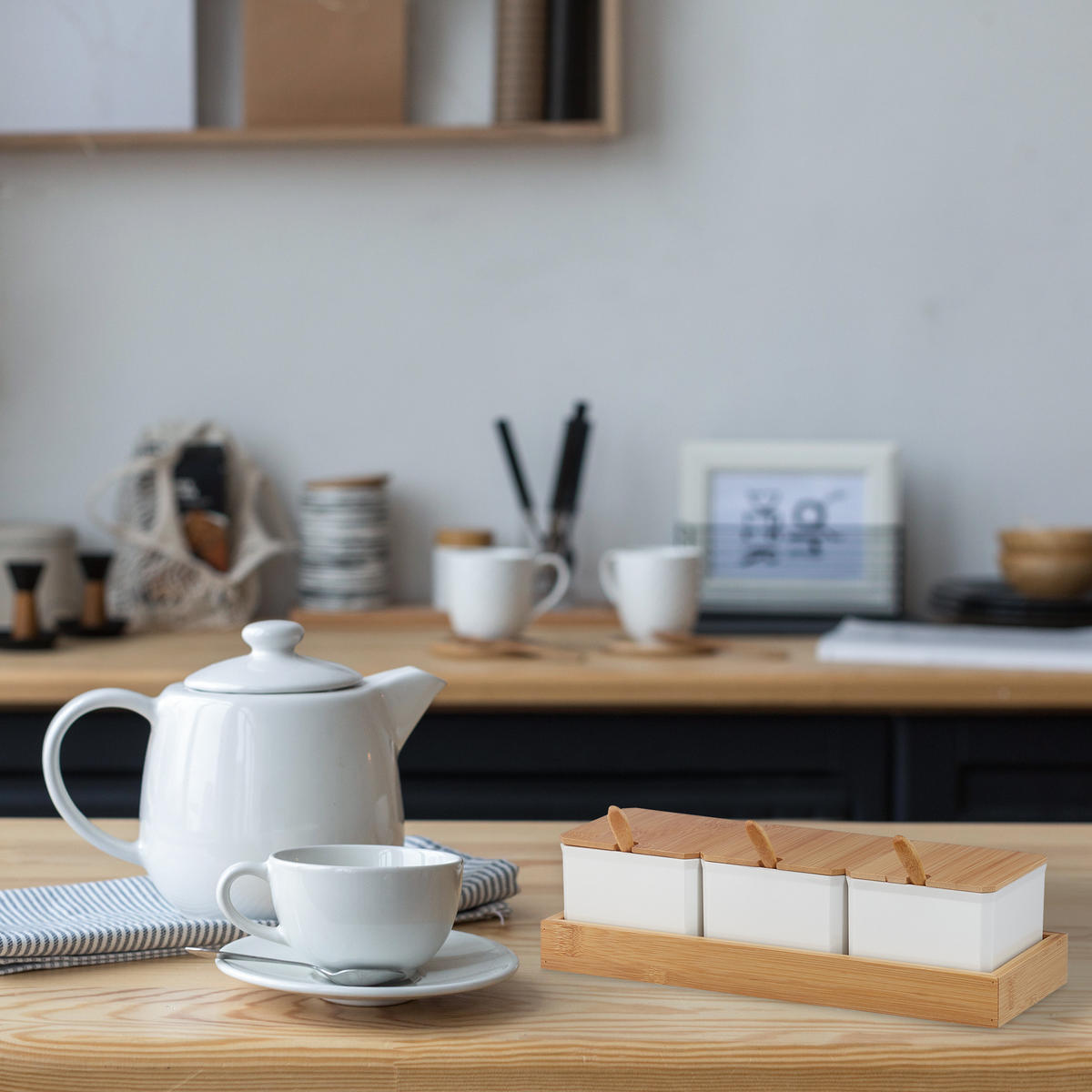 GEWÜRZBEHÄLTER-SET - Multicolor, Holz/Kunststoff (30/11/13cm) - Relaxdays