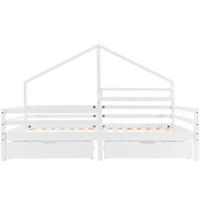 HAUSBETT 90/200 cm Weiß mit Schubladen aus Kiefernholz - Weiß, Holzwerkstoff (90/200cm) - OKWISH