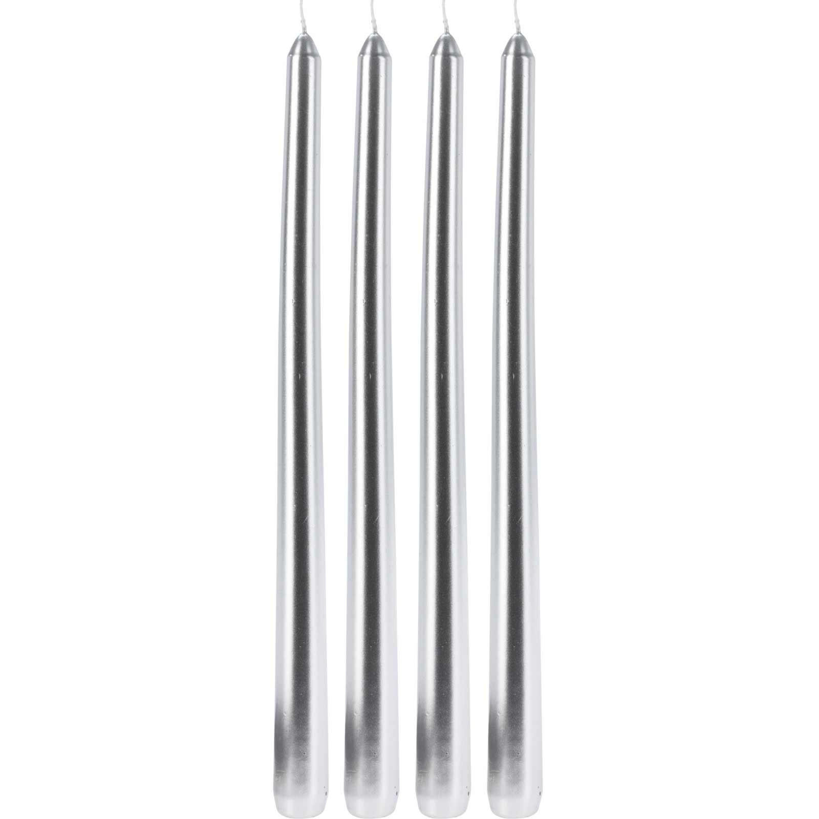TISCHKERZEN Metallisch 30 cm - Silberfarben, Paraffin (2.1/30/2.1cm) - Home Styling Collection