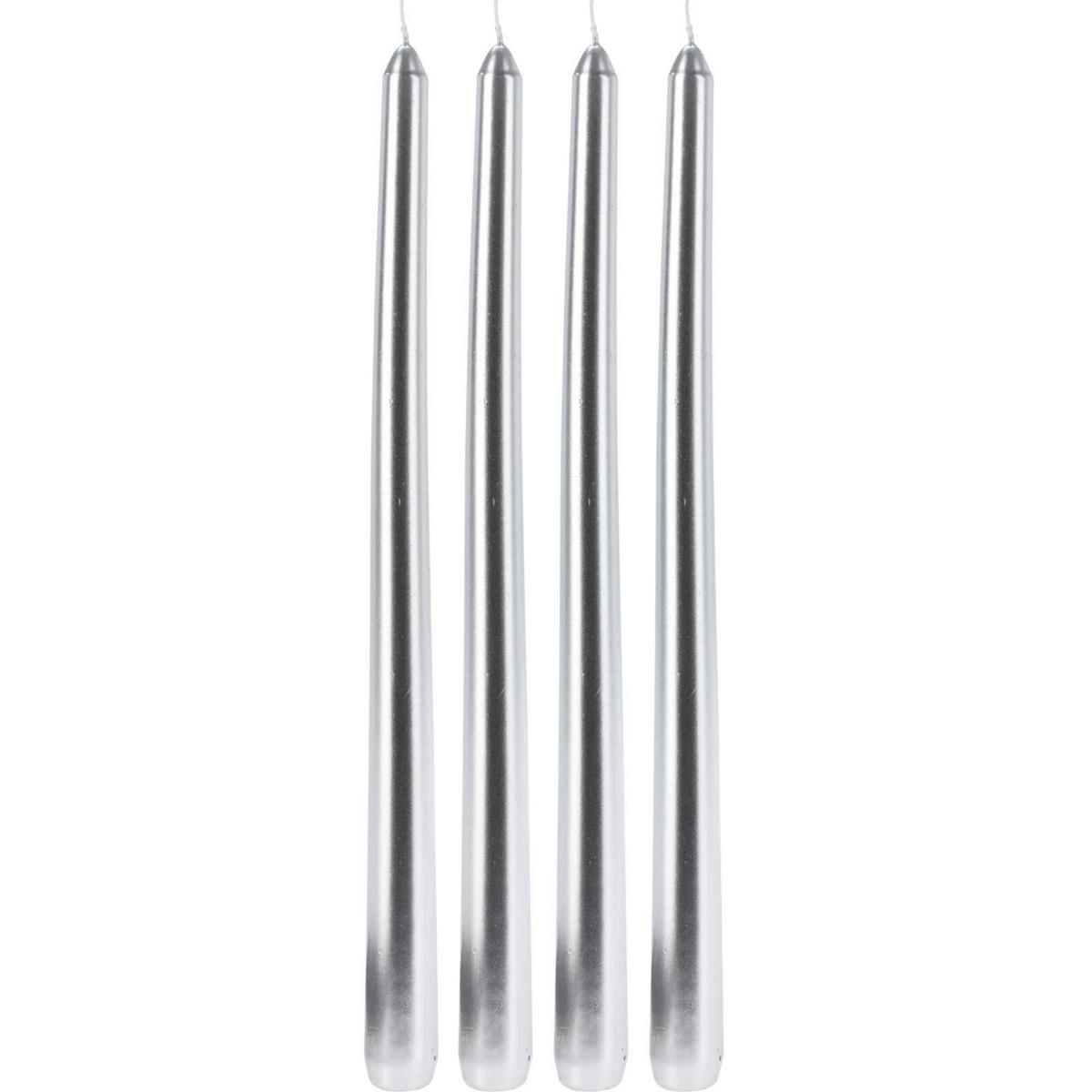 TISCHKERZEN Metallisch 30 cm - Silberfarben, Paraffin (2.1/30/2.1cm) - Home Styling Collection