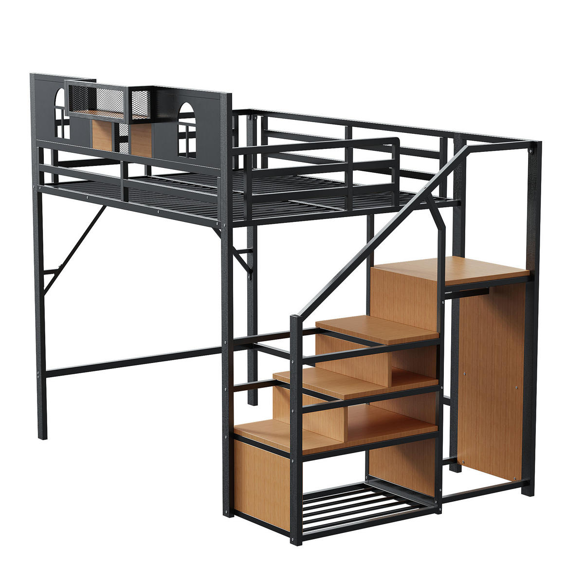 HOCHBETT Metall Schwarz - Schwarz, Metall (140/200cm) - ComfortXL