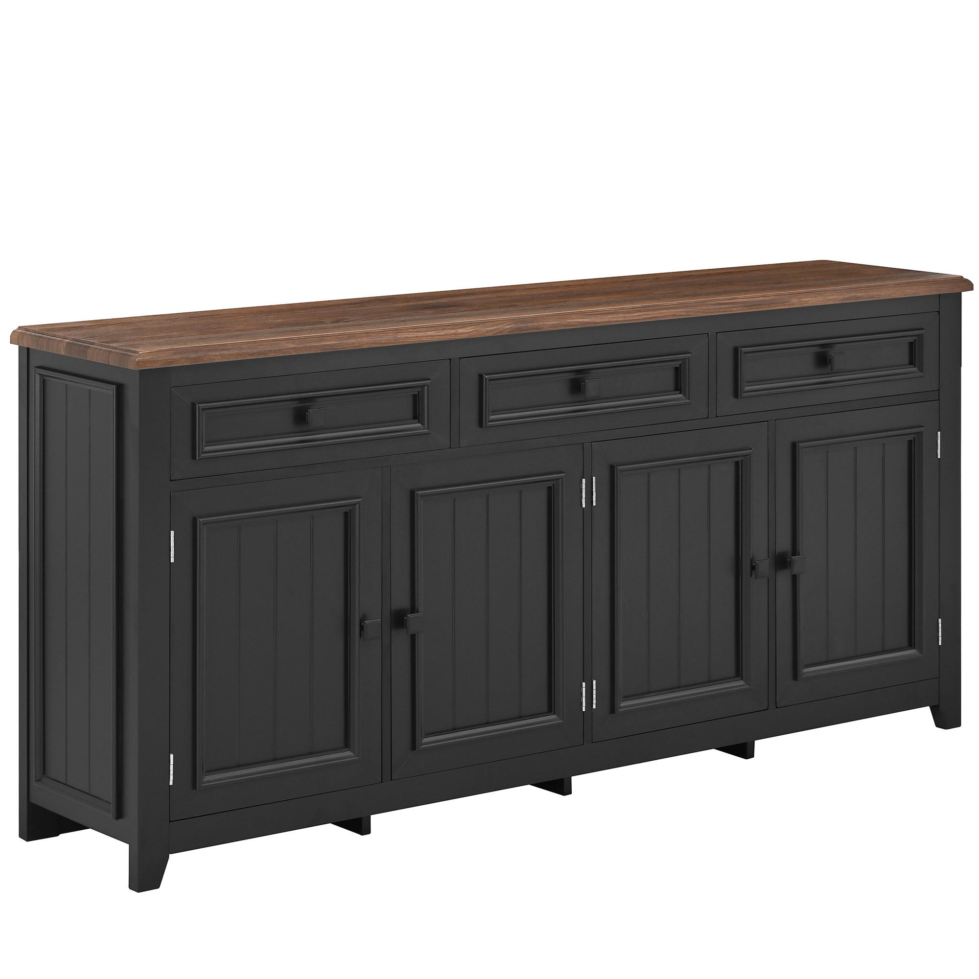 SIDEBOARD DE-37510 160/35/76 cm mit 3 Schubladen und 4 Türen Schwarz - Schwarz, Holzwerkstoff (160/76/35cm) - ComfortXL